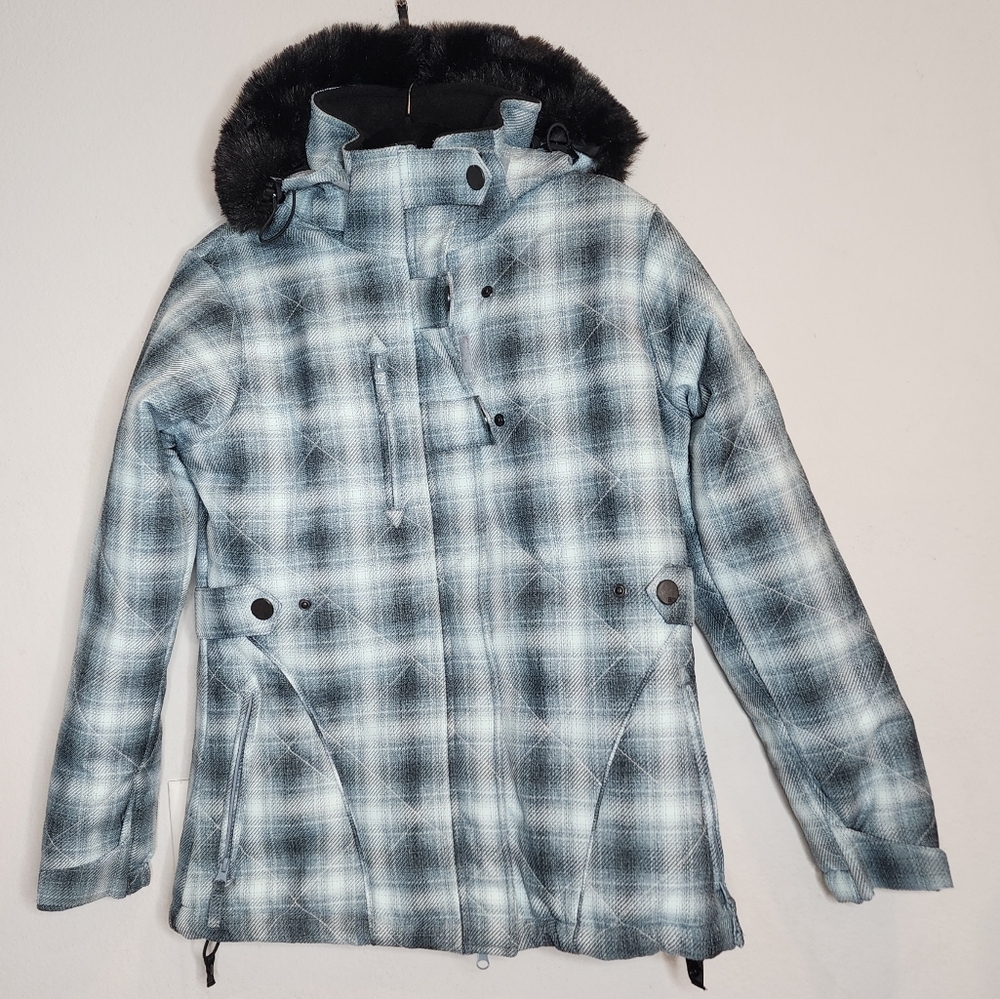 Body Glove Blue Plaid Snowboarding Ski Coat Women's Size Large